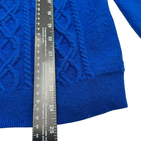 TALBOTS Women's Medium Royal Blue Lambswool Fisherman Cable Knit Tunic Sweater - Picture 8 of 9